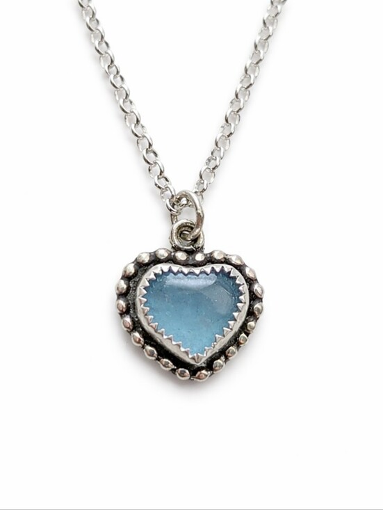 Jewelry - Sterling Silver Aquamarine Heart Pendant Necklace